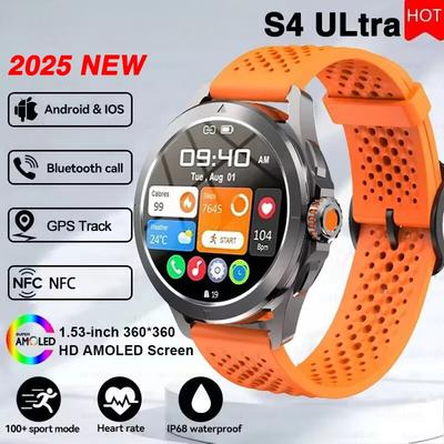 2025 NEU S4 Ultra Smart Armband Herrenuhr AMOLED HD Bildschirm Bluetooth Anruf GPS Trajektorie NFC Herzfrequenz Kompass Smartwatches