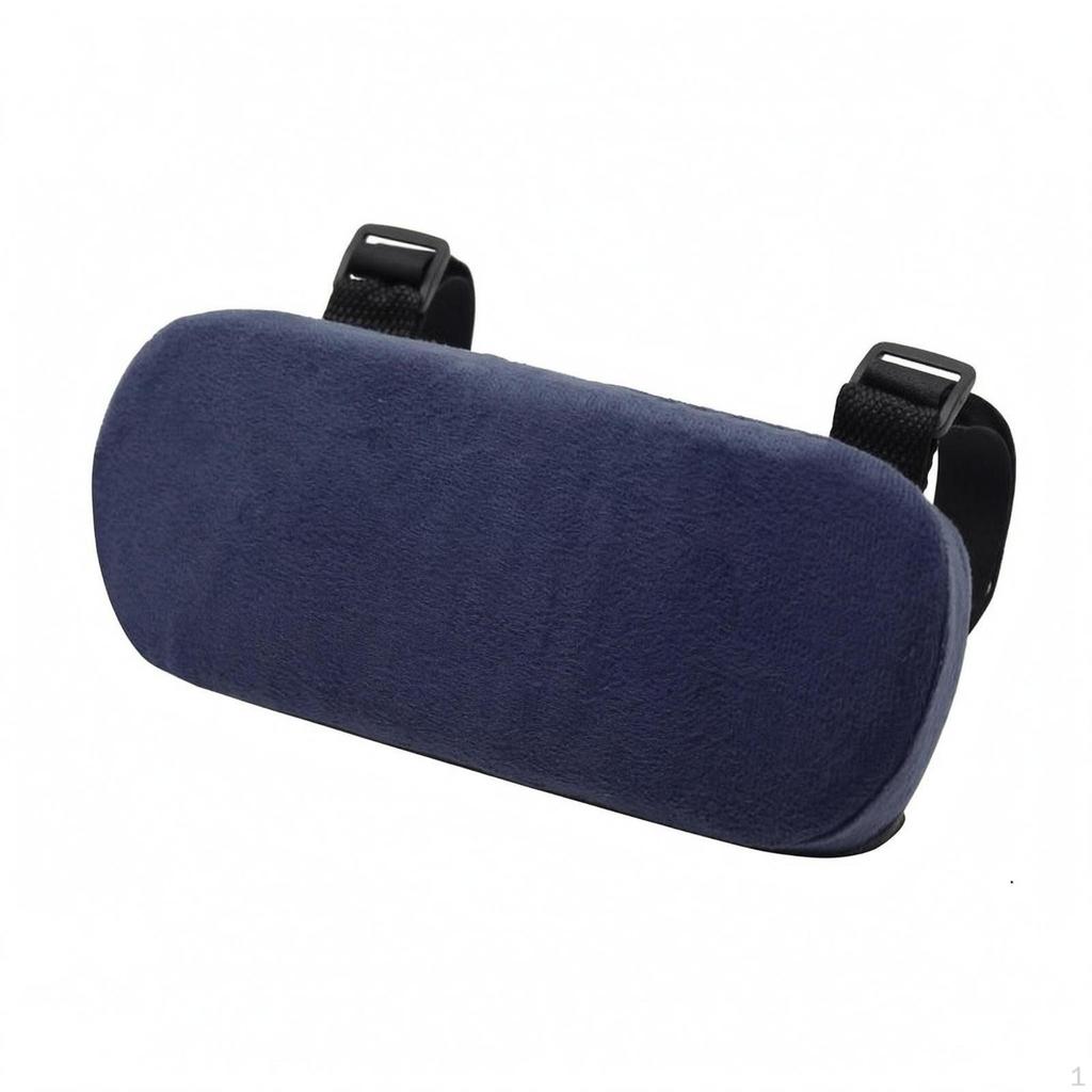 Strapped Armrest Pad Attached Straps Soft Rounded Rectangular Black