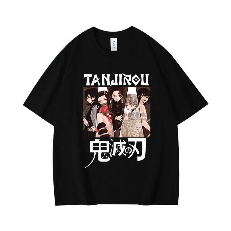 2026 New Demon Slayer Tanjiro Nezuko Pure Cotton Loose Shortsleeved Tshirt for Men and Women