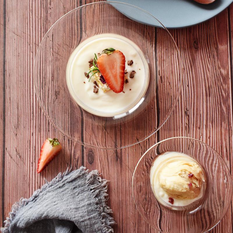 Creative Small Fresh Transparent Straw Hat Glass Bowl Dessert Bowl Yogurt Bowl Fruit Salad Plate High Aesthetic Breakfast Bowl