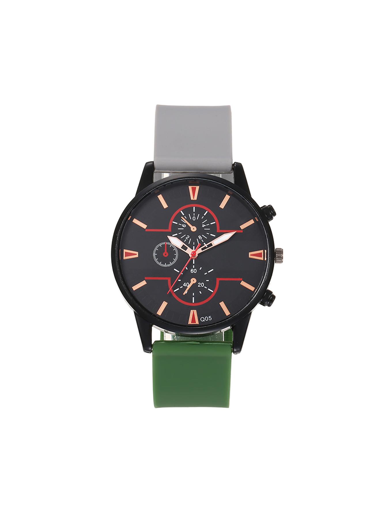 

Новая модная высококлассная простая мужская часы с тремя циферблатами, стрелочным стилем и силиконовым ремешком с вставками серый