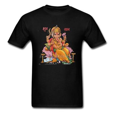 Shiva Ganesha Print T-shirt Men White T Shirt Elephant God On Adult Clothes Custom No Fade Cotton Tshirt O Neck Tops Tees