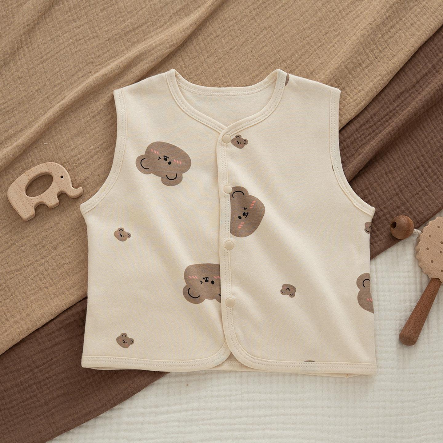Newborn Pure Cotton Spring Vest: Warm 100-Day Outing Jacket with Belly Protection and Lapel 59 cm