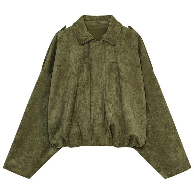 

Zaprha 2025 Осень Новая Женская Куртка Пилот из Имитированной Замши с Лацканами и Длинными Рукавами 4344655 Medium khaki L