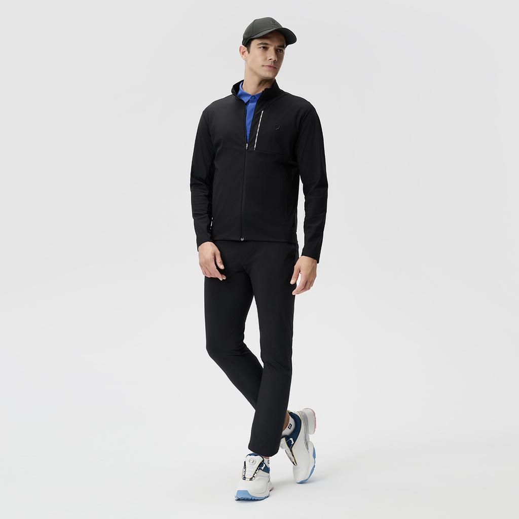 Men's FILA Jackets Men's Pitch Black Stand Collar Moderate Straight Fit