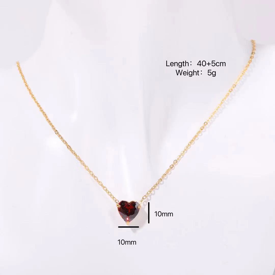 

Titanium Steel High Color Retention Twelve Birthstone Necklace Twelve Birthstone Love Pendant Necklace 18K Gold