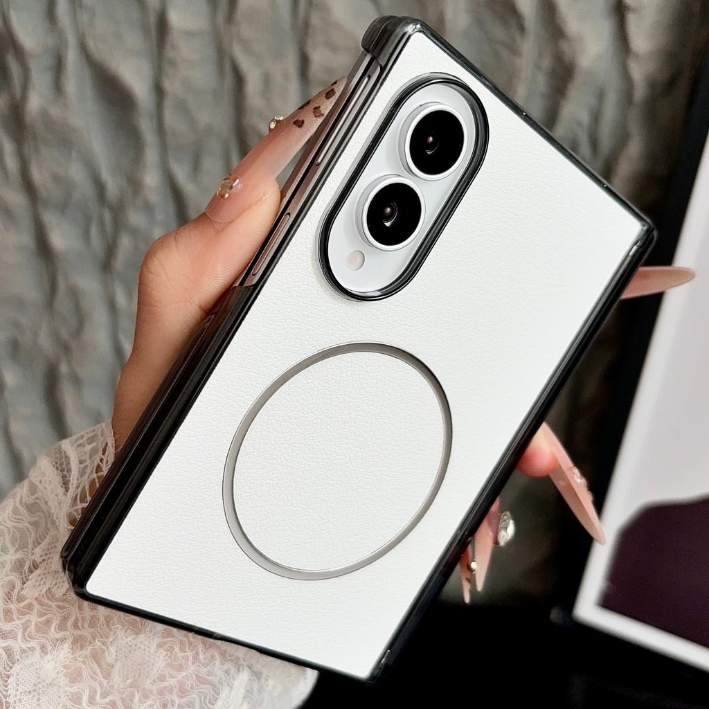 For Samsung Galaxy Z Fold 8 Ultra Magnetic Frosted Leather Hinge Cover For Samsung ZFold8 Fold 7 6 5 Shockroof Hard Shell Cover