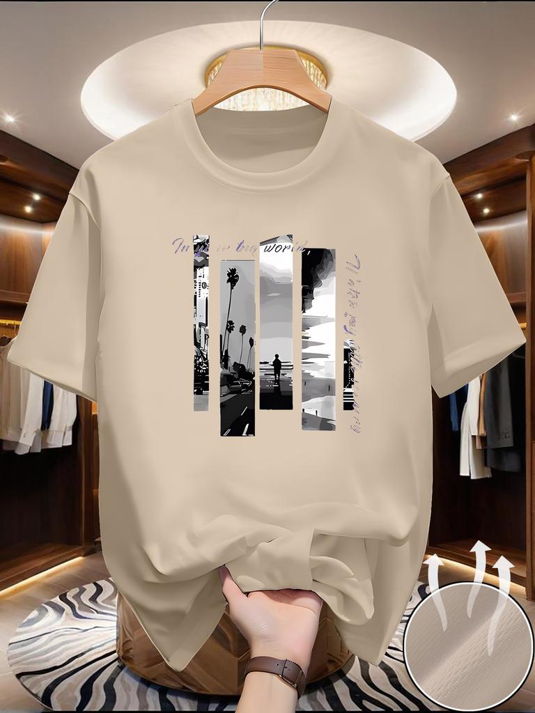Unisexs Summer Tshirt Comfortable Sporty Loosefitting Fashionable With Scenic Print Roundneck Shortsleeved Top