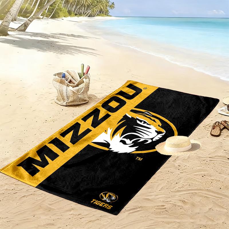 Missouri Tigers Print Beach Towel, Large Soft Quick Dry Towel for Beach Camping Swimming