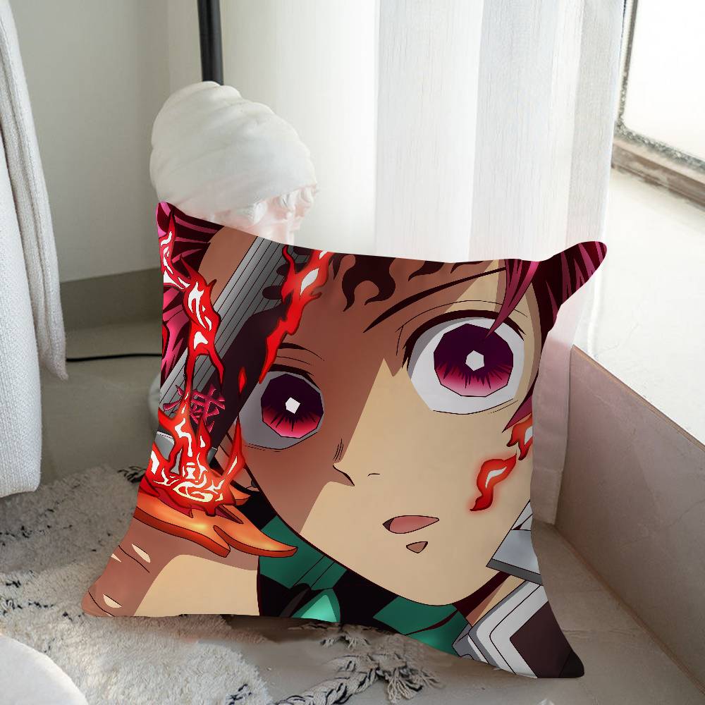 

Камадо Т-Танджиро Персонализированная наволочка-пыльник для подушки Спальня Детская вечеринка Декоративная наволочка Подарок на день рождения для детей 16x16Inch