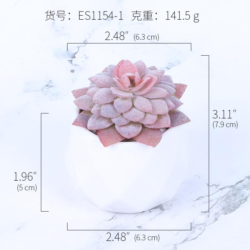 Office Potted Plant Fake Succulent Ceramic Pot Mini Pink Succulent Diamond Cup Potted Plant Second Hair Anti-Drop Potted Plant