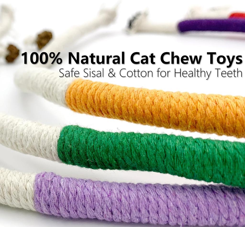 1PC Cat Toys Chew Rope Safe Teeth Cleaning Toy for Indoor Kittens, Interactive Cat Nip Kitty Toys for All Breeds