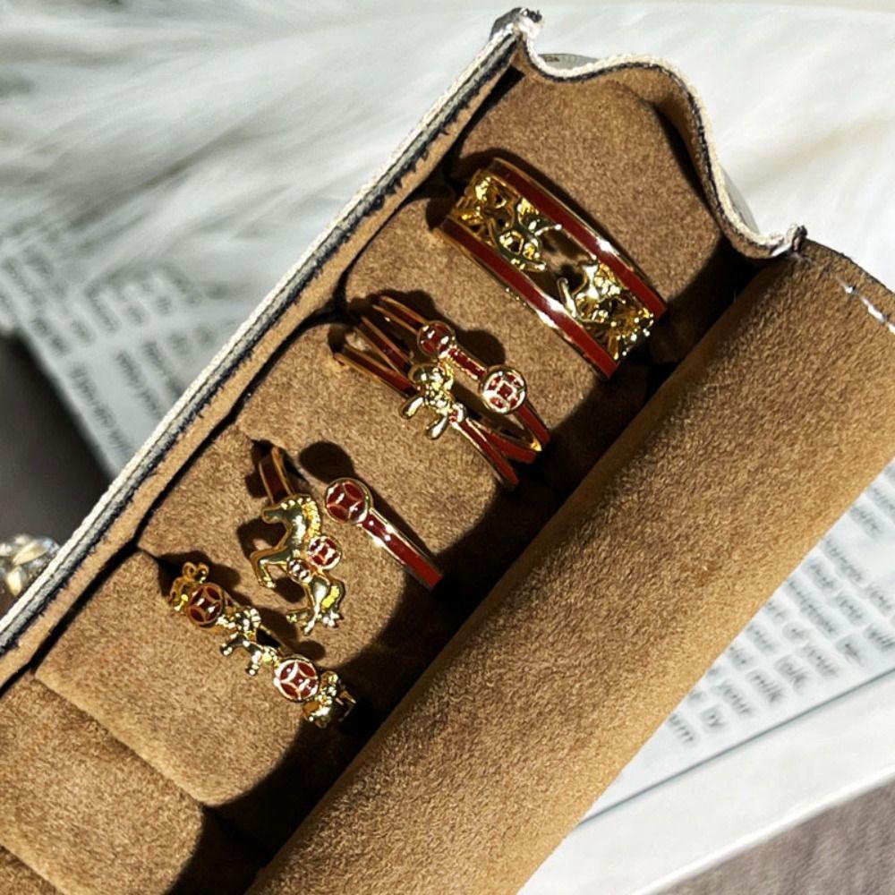 Prsten Znamení Zvěrokruhu Kůň Hodně Štěstí Nastavitelný Otevírací Prsten Osobnost Novoroční Prsteny Ženy Muži