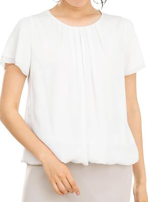 Suit Chiffon Large Cool Biz M Size [Add Rouge] Short-sleeved Blouse, Innerwear, Cut-and-sew, Women's Top, Short-sleeved, Size, Neat, Office, Casual,