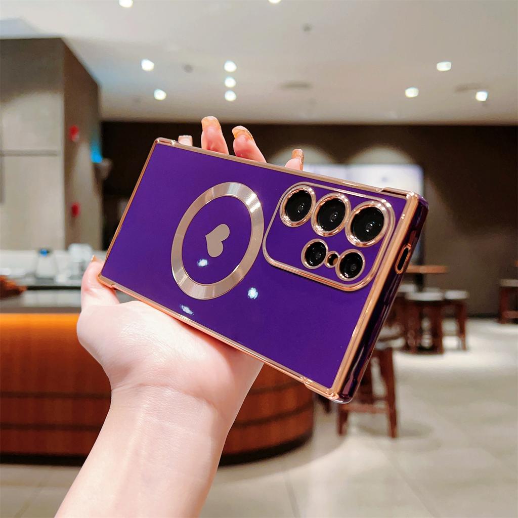 For Samsung Galaxy S23 Ultra Magnetic Case Soft TPU Phone Cover Love Heart Pattern