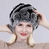 Hot Sell Women Winter Knitted Real Rex Rabbit Fur Hat Fluffy Natural Rex Rabbit Fur Cap Lady Good Elastic Genuine Fur Hats