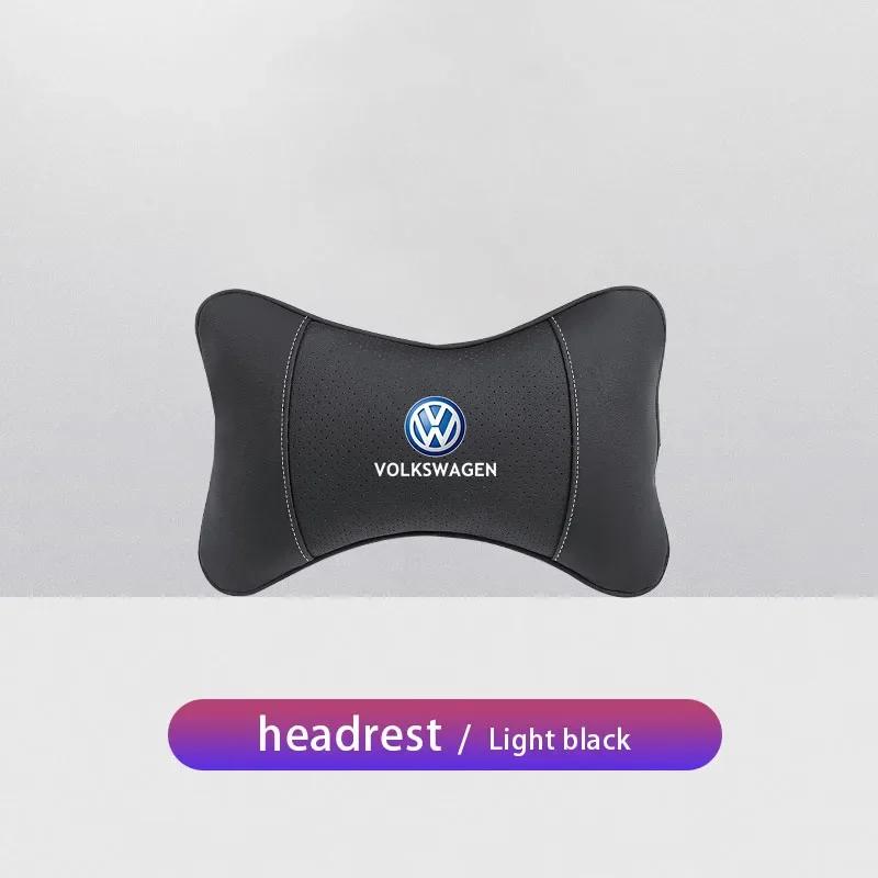 VW Car Leather Headrest Seat Head Support Neck Pillow For Volkswagen Polo Golf GTI CC Tiguan Arteon Passat Jetta Touareg ID.3