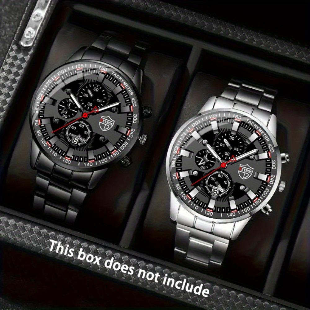 Watch 2-Piece Set Men S Steel Belt Watch Quartz Watch Fashion Watch Casual Watch