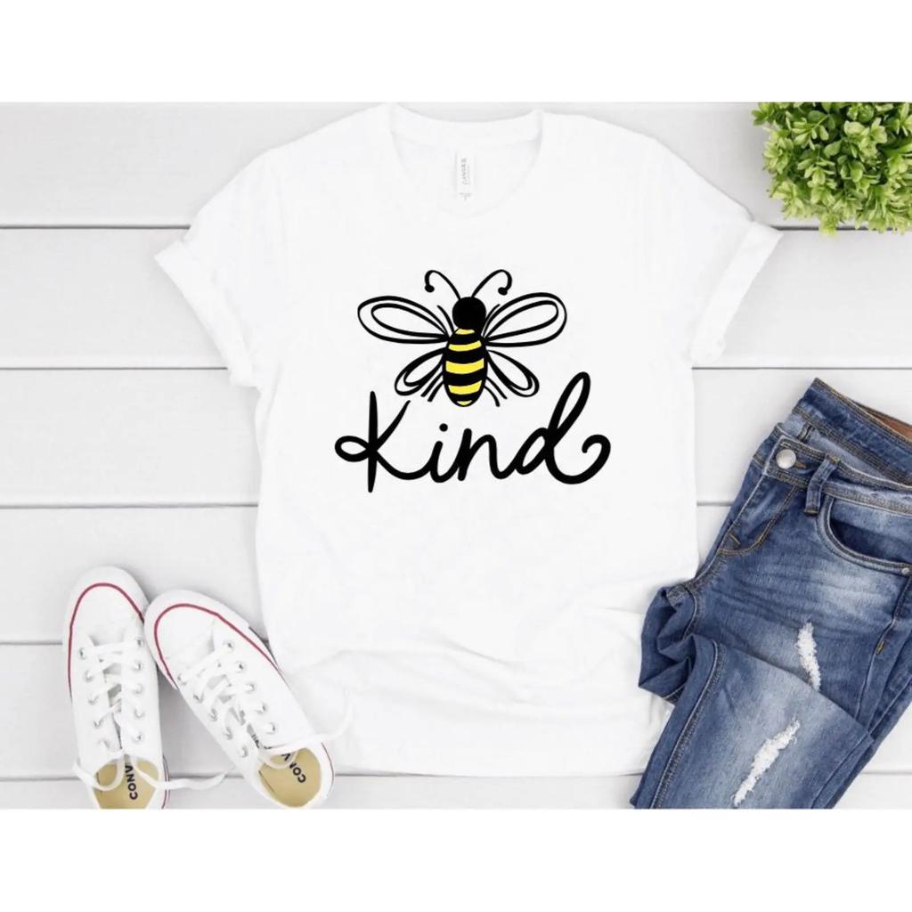 Be Kind Bumble Bee T Shirt Motivational Kindness Casual Teacher Appreciation Trendy Daily Top Vintage Washed Unisex Breathable