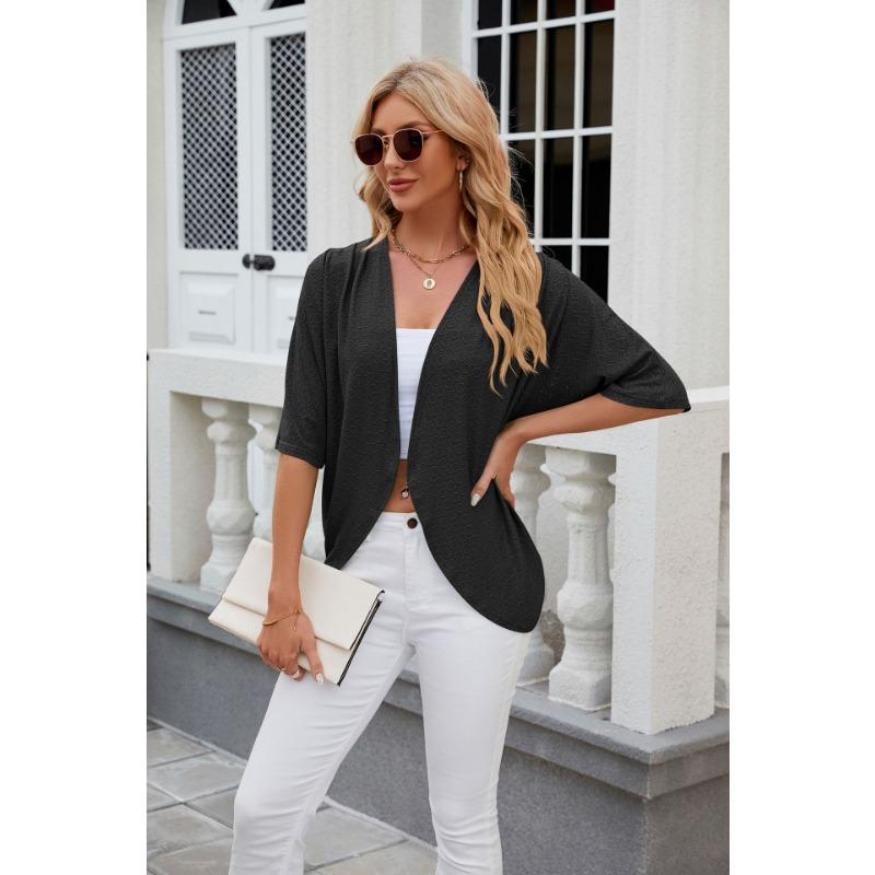 Summer Women's Cardigan, New Solid Color Medium Sleeve Cardigan, Knitted Cardigan Jacket, Air Conditioning Shirt