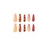 24pcs Detachable Full Cover Press On Nails DIY Long French Fake Nails Ballerina Red Crystal