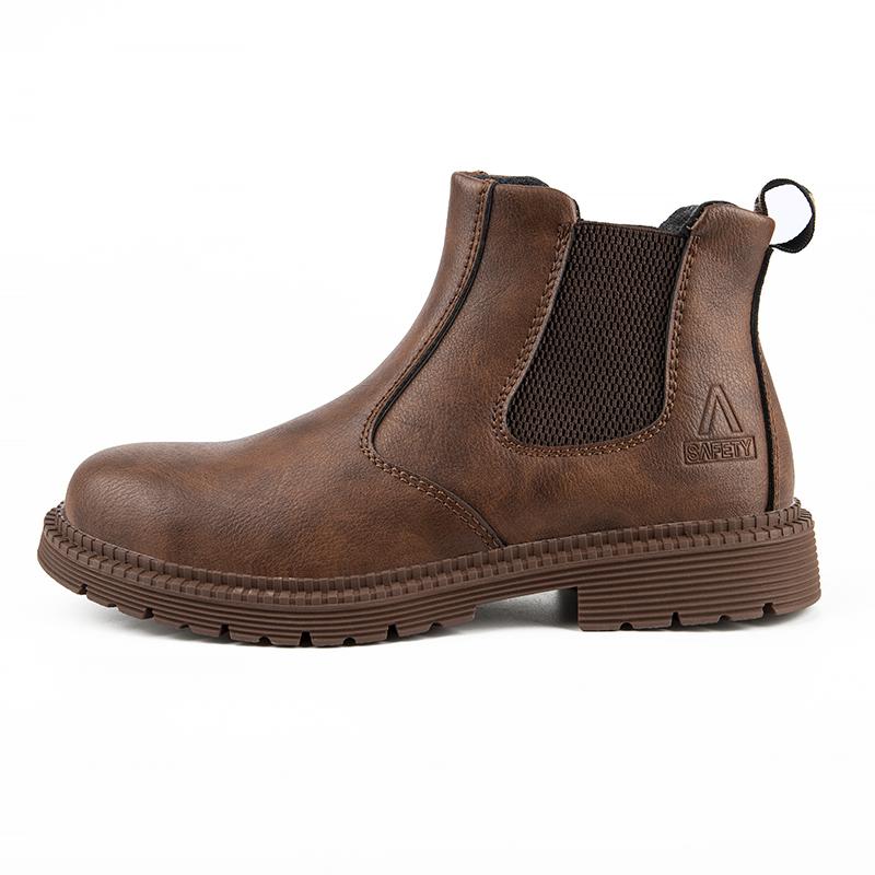 Botas de Seguridad para Hombre Puntera de Acero Zapatos de Trabajo Cuero Impermeables Botas Antideslizantes Resistentes al Desgaste Obra de Construcción Antipinchazos
