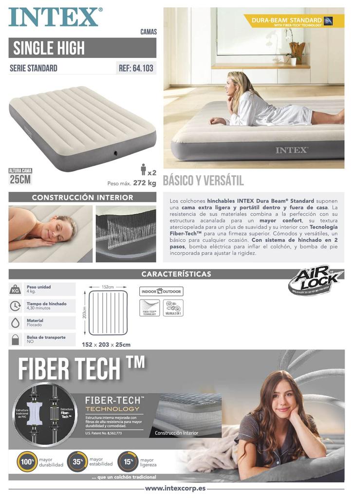intex INTEX Bed Air Bed Dura Beam High Air Bed Wide Double 152 X 203 X 25 Cm 64103 Genuine [Japanese Product]