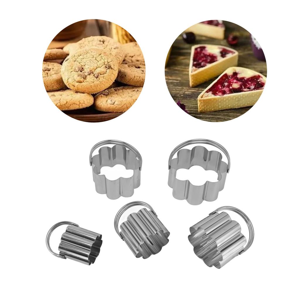 5 Pcs Cutters Set with Handle Stainless Steel Mould for Baking Cooking Alentine Day