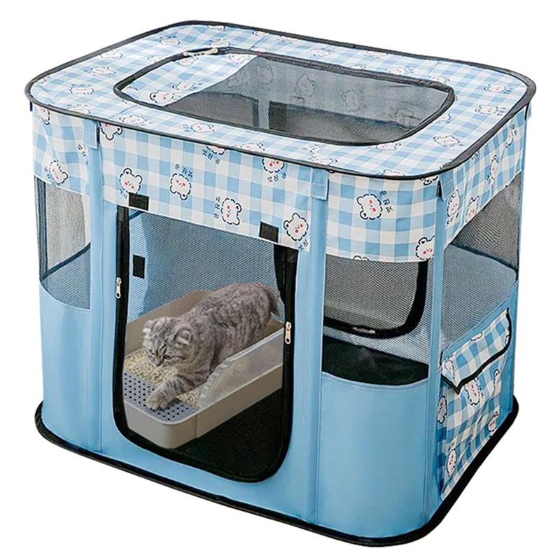 

Oxford Cloth Material Tent Playpen For Dogs, Cats, And Rabbits Dog Kennel Travel Dog Play Indoor Size S, Blue