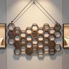 1Pc Honeycomb Earring Organizer Wall Mounted Earring Display Rack Wooden Hanging Jewelry Organizer For Studs Necklaces