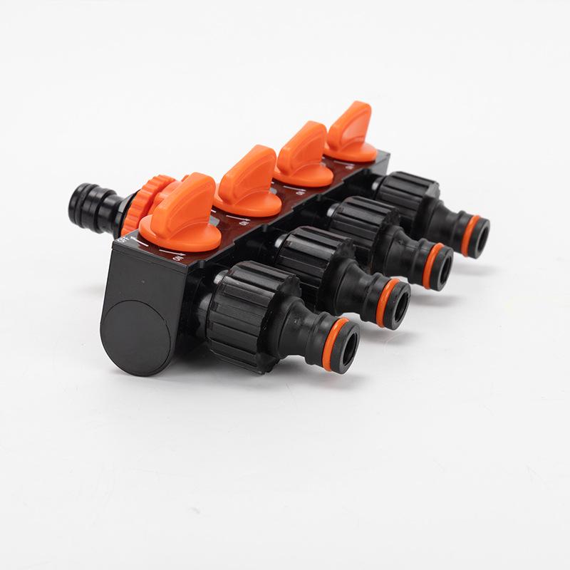 Garden Hose 4-Way Water Splitter with Switch Valve Connector