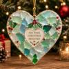 Coastal Style Holiday Decor 2Pcs Sea Glass Christmas Ornament, Seaglass Heart Bird Angel Tree Star Party Decoration Snowman Pendant, Handmade