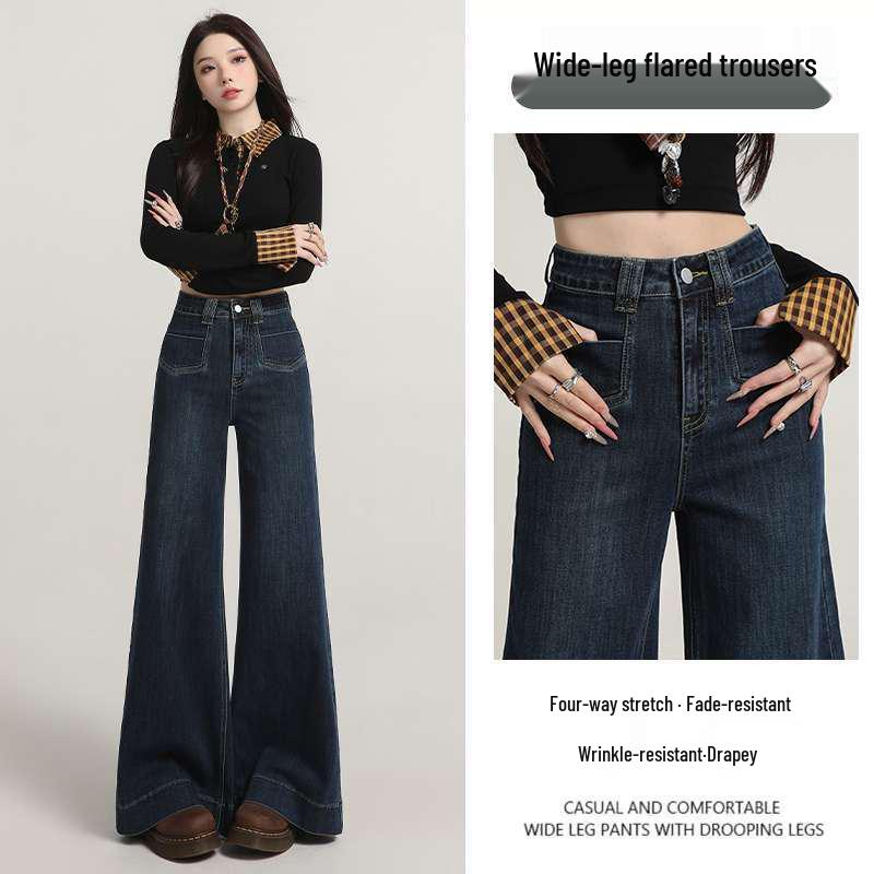 

Women s Dark High-Waisted Flare Jeans - Slimming & Versatile for Fall Double Extra Large