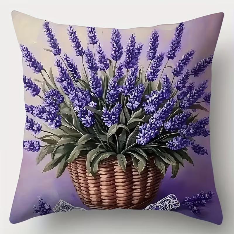 Весенние наволочки для декоративных подушек Лавандовый Колибри Стиль Дома и Фермы Удобные Односторонние Печатные Фиолетово-Коричневые Полиэстеровые Декоративные Чехлы для Подушек 1pcs