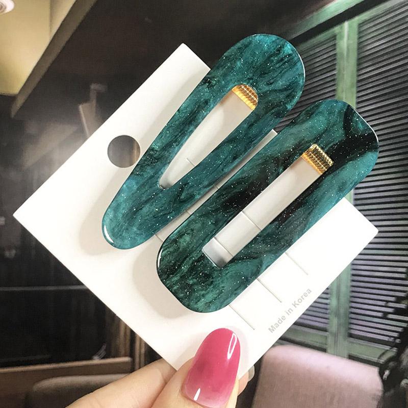 Fashion Hair Pins Side Clip Set Sweet Acrylic Waterdrop Hair Barrettes For Women Girls Korean Geometric Hair Accessories Jewelry