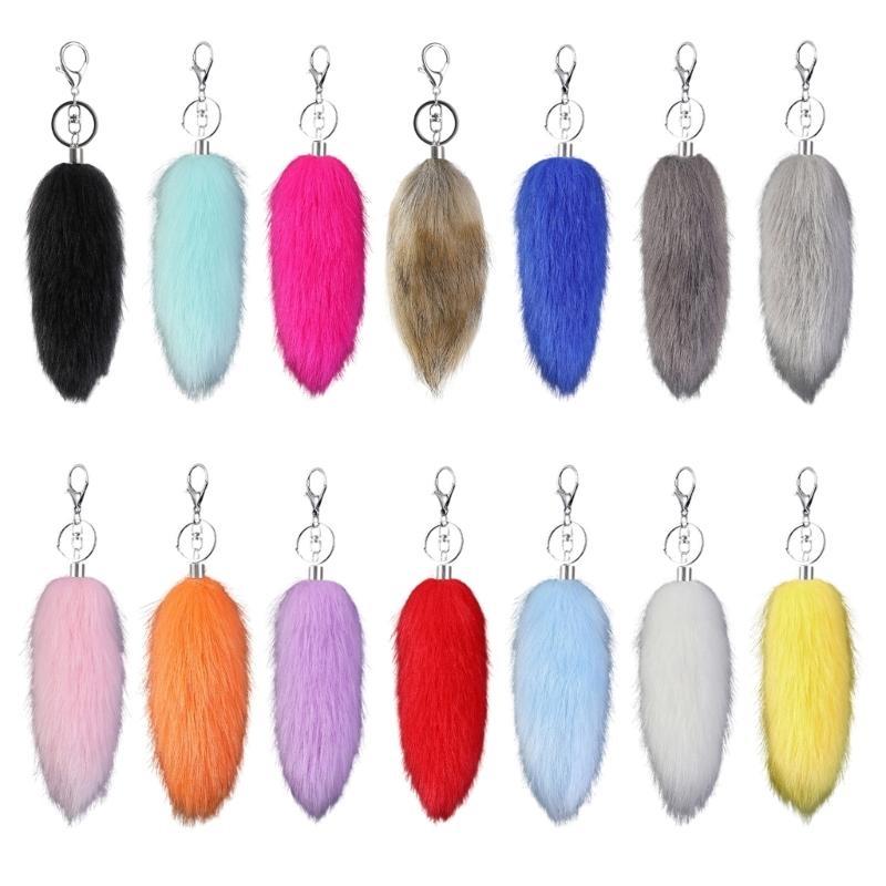 16cm Foxes Tail Keychain Faux Furs Foxes Tail Keyring Soft Furry Bag Hangings Charm Pendant Key Handbag Pendant Accessorise