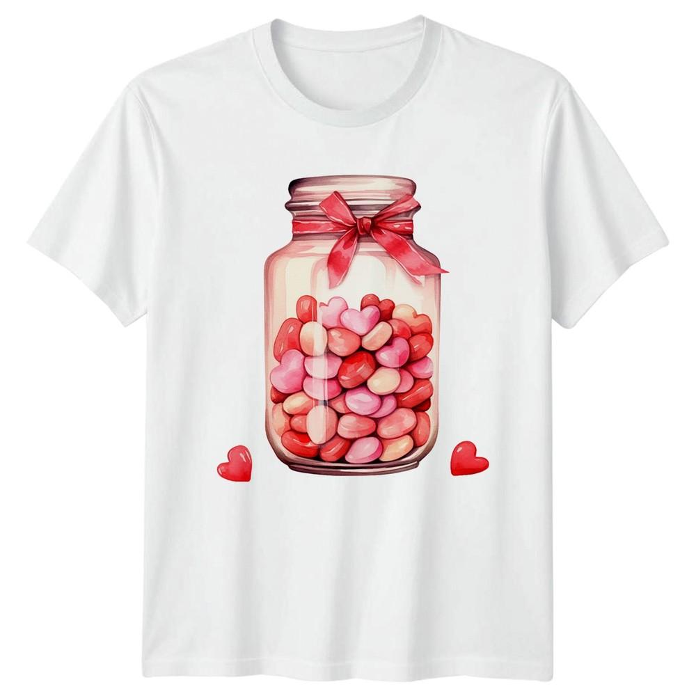 Hearts In Jar Valentines Day Unisexs TShirt Unisexs Tee Graphic Unisex Top S