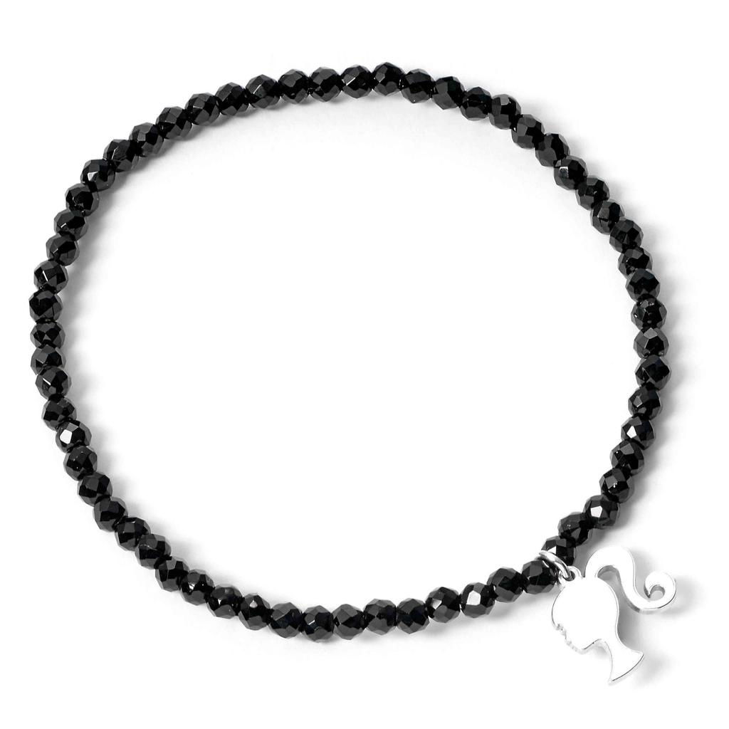 barbie Sterling Silver Charm On a Black Onyx Bracelet