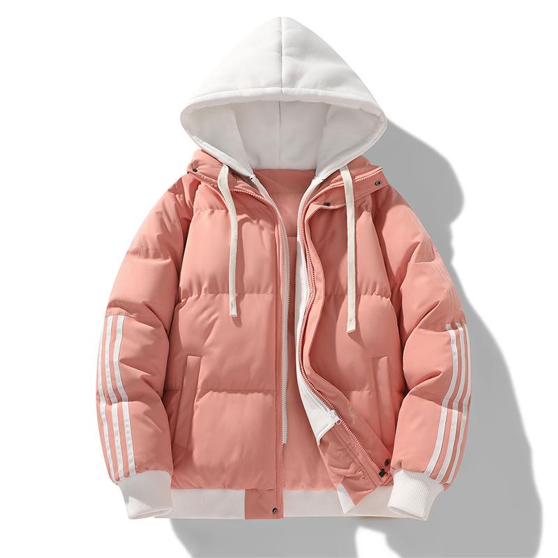 Fake Two-piece Cotton Jacket for Men In Winter New American Casual Hooded Thickened Warm Cotton Jacket
