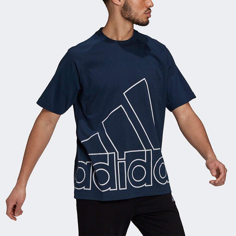 Adidas T Shirts Men's Navy Blue Crew Neck Moderate Straight Fit GU4292