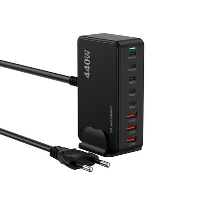 Desktop Charging Station 3X USB-A 5X USB-C GaN QC3 440W - Black