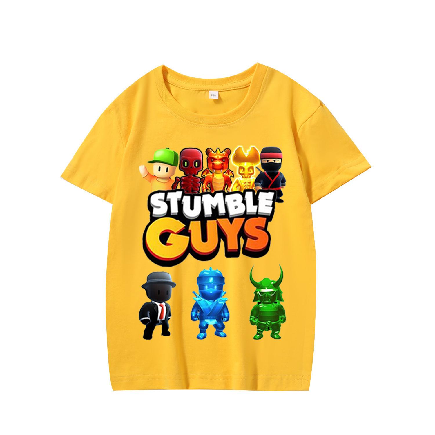 

2025 Нова футболка Stumble Guys з принтом Бавовна М яка Дихаюча Приємна до шкіри Зручна Барвиста Літня з коротким рукавом Топи Футболки для дітей 110 слонова кістка