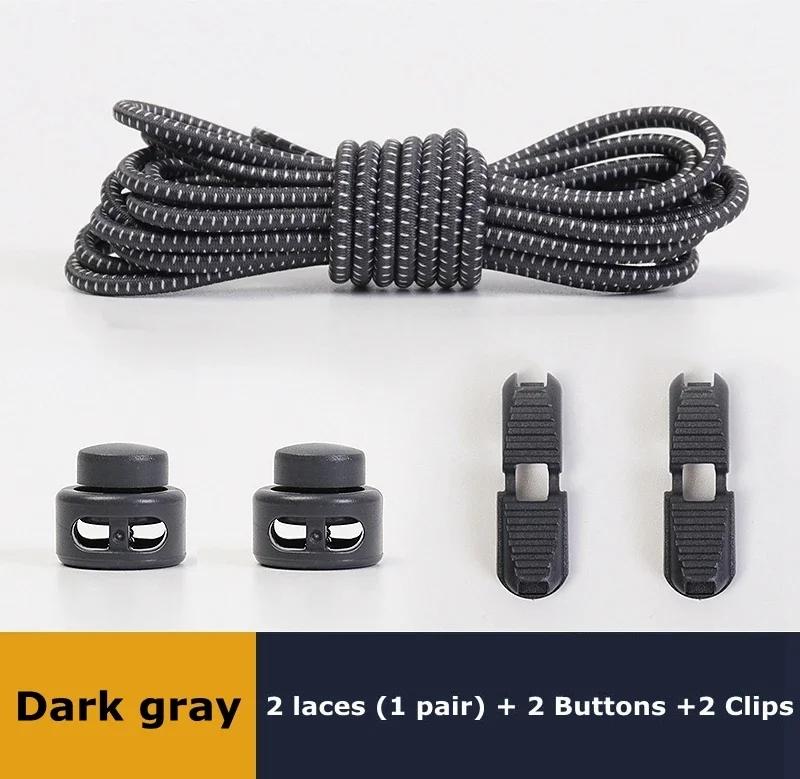 New1 Pair No Tie Shoelaces 1 Second Fast Round Plastic Lock Elastic Shoelace Suitable for All Sports Shoes Accessories Lazy Lace