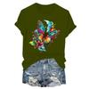 Women's Fashion Printed Casual Pleated Round Short Sleeve T-Shirt Top