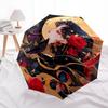 1pc Starry Night Rose Automatic Folding Umbrella, Portable 3-Fold Design with Iron Frame, Perfect for Outdoor Use, Festive Gifts, Travel, Daily U