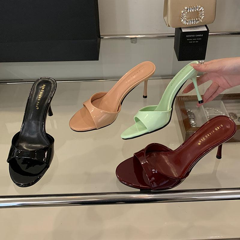 Fashion Luxury Female Slides Footwear Ladies High Heels Pumps Shoes 2025 New Fashion Round Toe Slip On Women Stiletto Heels Shoes