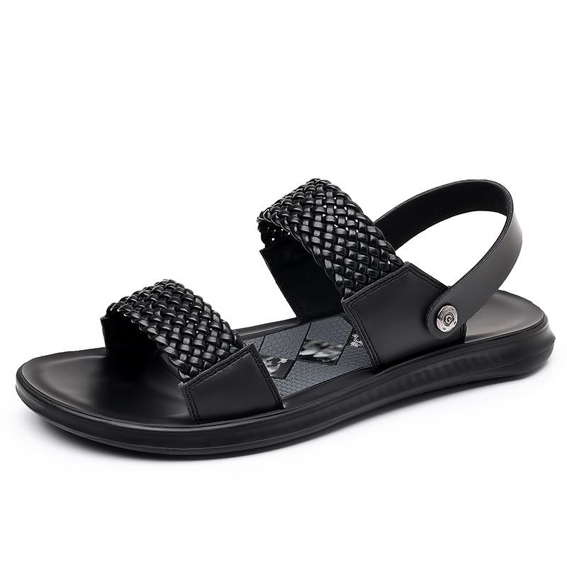 Fashion 2025 Summer New Non-slip Soft Sole Fashion Driving Slippers for Men Fashion Casual Black Designer Leather Sandals Shoes Man