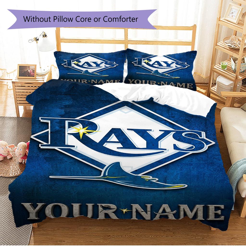 Name Custom Tampa Bay Rays Logo Pattern Bedding Set Quilt Cover Pillowcase Home Decor Gift (1 * duvet cover + 2 * pillowcase, without core)