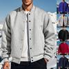 Men's New Autumn and Winter Fleece Casual Baseball Jacket Loose Stand-up Collar Single-breasted Coat
