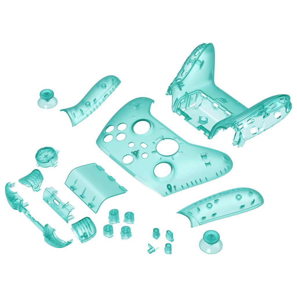 eXtremeRate Xbox Series X S Controller Shell Button Clear Replacement Side Rail Grip Front Backplate Cover for Xbox Core Wireless Controller Not